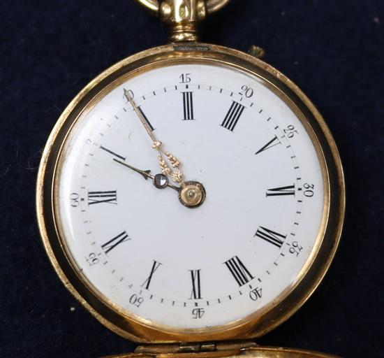 A Swiss 18ct gold hunter fob watch